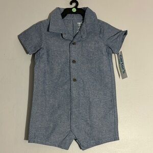 💚5 Carter's Blue Button-Up Romper multiple sizes